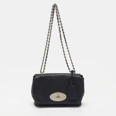Pre-owned Mulberry Lily Small Black Leather Flap Shoulder Bag