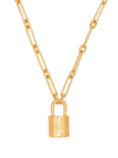 Mulberry Logo-debossed Padlock-pendant Necklace In Gold
