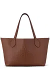 Mulberry Logo Grained Leather Tote Bag In Brown