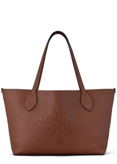 Mulberry Logo Grained Leather Tote Bag In Brown