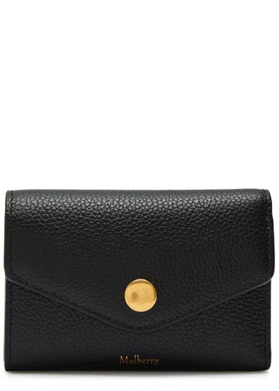 Mulberry Logo Grained Leather Wallet In Black