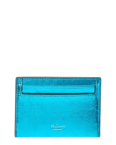 Mulberry Logo Leather Card Case In Blue
