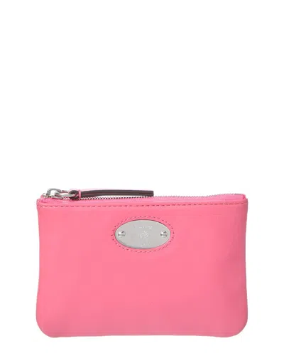 Mulberry Logo Plaque Small Leather Card Case In Pink