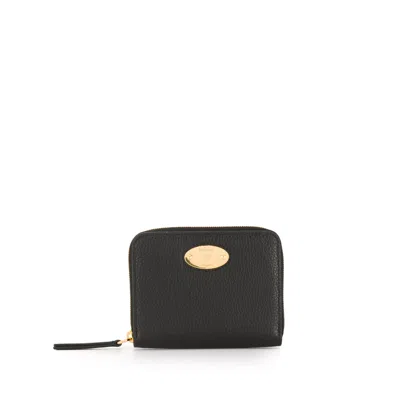 Mulberry Logo Plaque Zip-around Purse In Black
