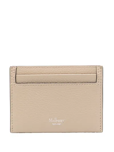 Mulberry Logo-print Leather Cardholder In Neutrals