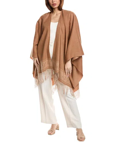 Mulberry Logo Wool Cape In Brown