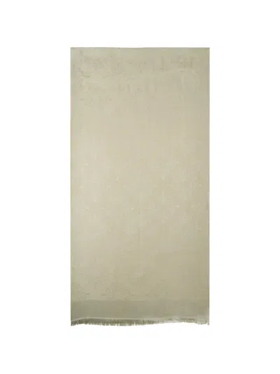 Mulberry Logo-jacquard Frayed-hem Scarf In Neutral