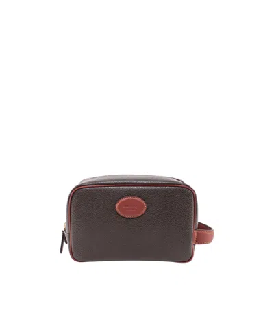 Mulberry Logo-patch Leather Wash Bag In Purple