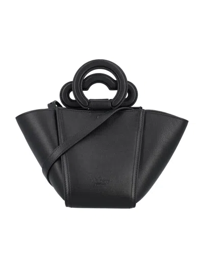 Mulberry Silky 100% Leather Mini Rider's Top Handle In Black