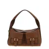 Mulberry Adjustable Strap Dual Front Pockets Textured Finish Shoulder Bag In Brown