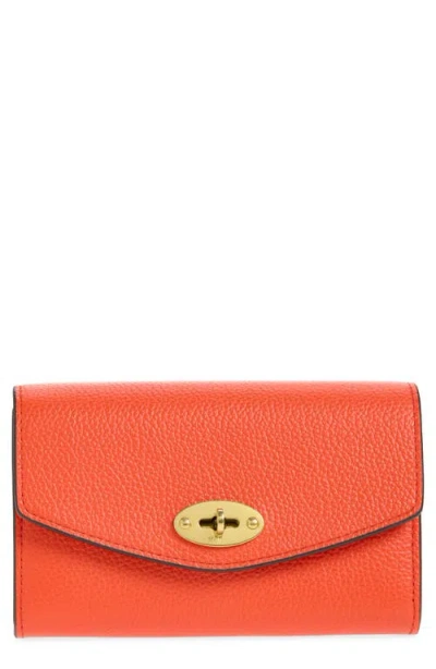 Mulberry Medium Darley Leather Wallet In Orange