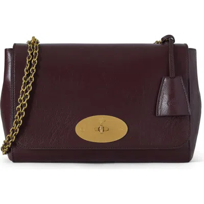 Mulberry Medium Lily High Shine Leather Shoulder Bag In Burgundy