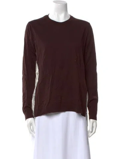 Pre-owned Mulberry Merino Wool Crew Neck Sweater In Brown