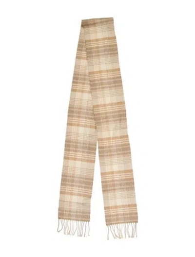 Pre-owned Mulberry Merino Wool Striped Scarf In Neutral