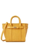 MULBERRY MICRO BAYSWATER CROC EMBOSSED LEATHER SATCHEL