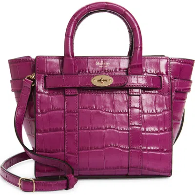 Mulberry Micro Bayswater Croc Embossed Leather Shoulder Bag