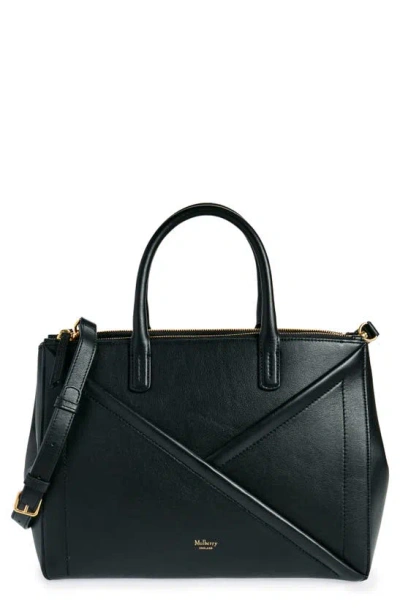 Mulberry Micro M Zipped Leather Top Handle Bag In Black