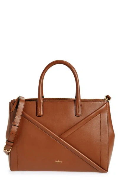 Mulberry Micro M Zipped Leather Top Handle Bag In Bright Oak