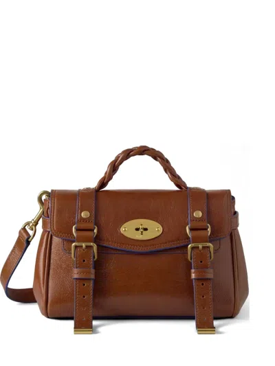 Mulberry Mini Alexa Braided-handle Buckled Tote Bag In Brown