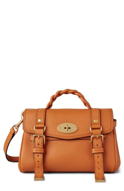Mulberry Mini Alexa Grained Leather Satchel In Sunset