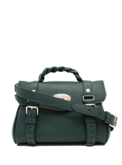 Mulberry Mini Alexa Green Leather Crossbody Bag In Black