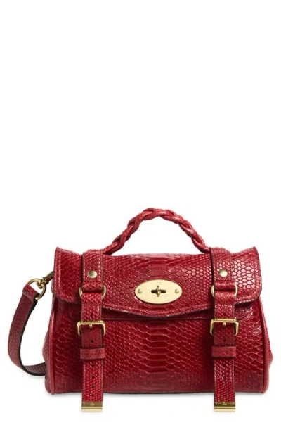 Mulberry Mini Alexa Snake Embossed Leather Satchel In Apple Red