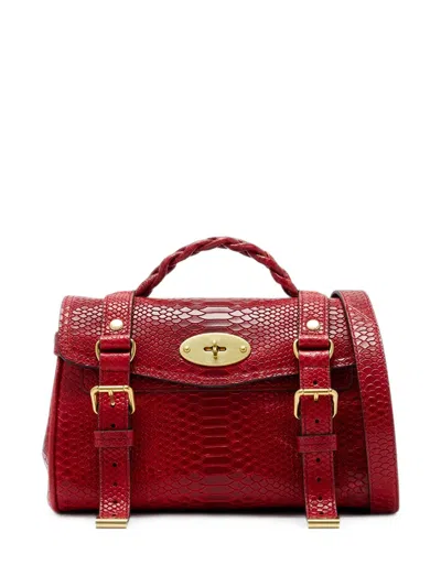 Mulberry Mini Alexa Snake-print Leather Tote Bag In Red