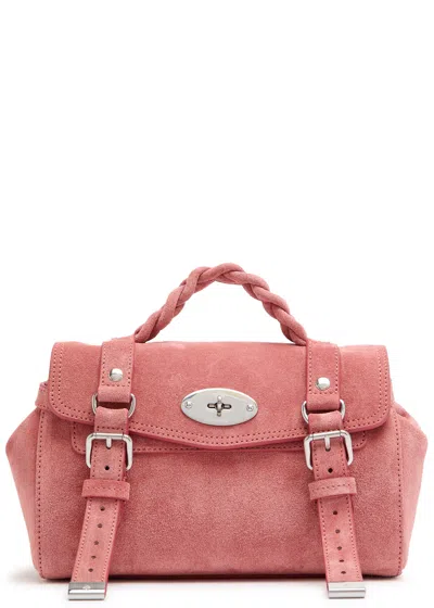 Mulberry Mini Alexa Suede Top Handle Bag In Pink