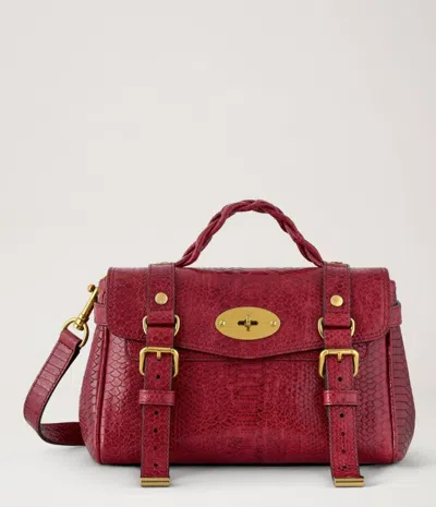 Mulberry Mini Alexa Waxed Snake Print In Burgundy