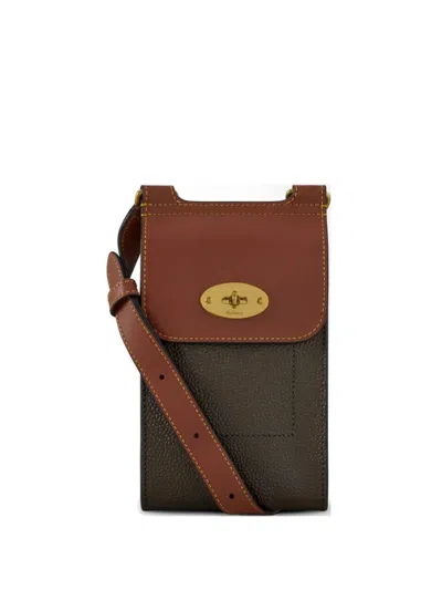 Mulberry Mini Antony Lock-detail Topstitched Messenger Bag In Brown
