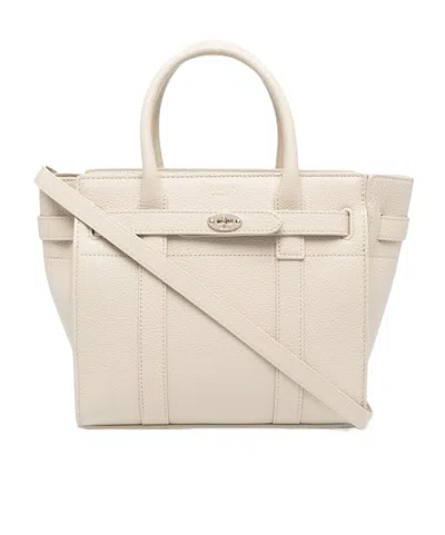 Mulberry Mini Bayswater Grained Tote In Nude