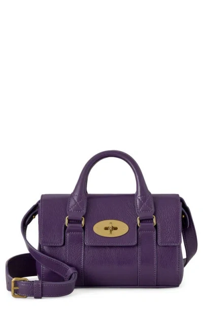 Mulberry Mini Bayswater High Shine Leather Handbag In Purple