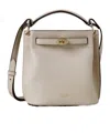 Mulberry 'islington Mini' White Bucket Bag With Turn-lock Closure And Logo