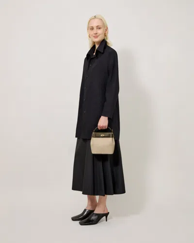 Mulberry Mini Islington Bucket Linen Green & Natural Raffia & Leather