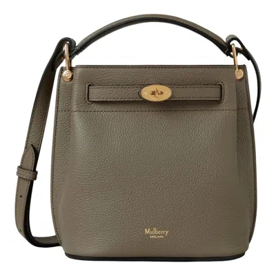 Mulberry Mini Islington Bucket Linen Green Small Classic Grain In Brown