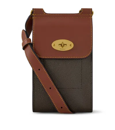 Mulberry Mini Antony Lock-detail Topstitched Messenger Bag In Brown