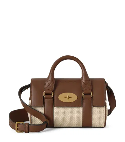 Mulberry Mini Raffia And Leather Bayswater Top-handle Bag In Multi