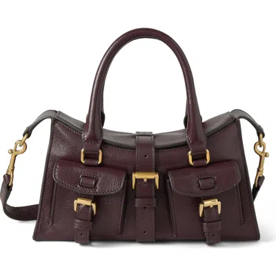Mulberry Mini Roxanne High Shine Leather Crossbody Bag In Burgundy