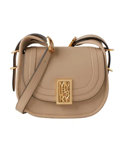 Mulberry Mini Sadie Leather Satchel In Nude
