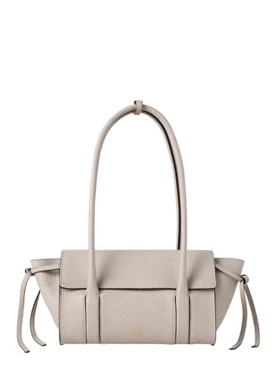 MULBERRY 'MINI BAYSWATER' BEIGE SHOULDER BAG WITH LAMINATED LOGO IN LEATHER WOMAN