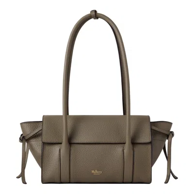 Mulberry Mini Soft Bayswater Linen Green Heavy Grain In Gray