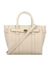 Mulberry Mini Zipped Bayswater Leather Tote In White