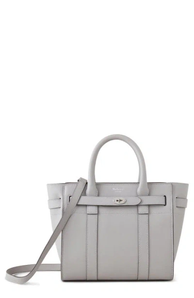 Mulberry Mini Zipped Bayswater Leather Satchel In Pale Grey