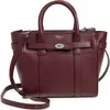 Mulberry Mini Zipped Bayswater Leather Tote In Burgundy