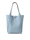 Mulberry North South Bayswater Leather Tote Bag In Azul Claro
