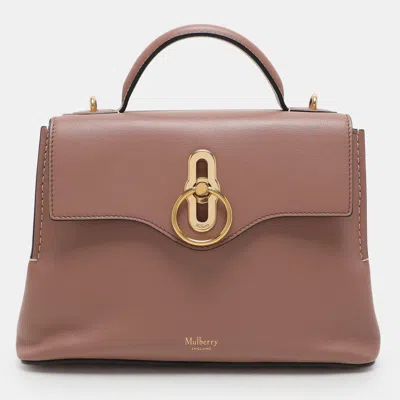 Pre-owned Mulberry Nude Pink Leather Mini Seaton Top Handle Bag