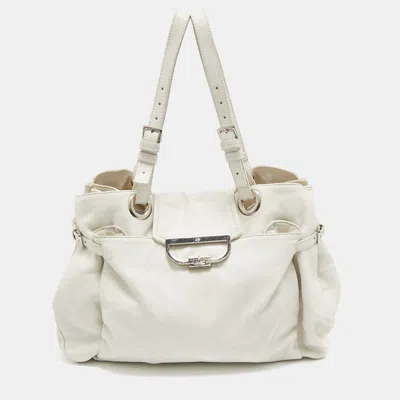 Pre-owned Mulberry Off White Leather Jenah Tote