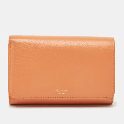 Pre-owned Mulberry Orange Leather Flap Continental Wallet