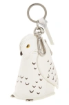 Mulberry Owl Leather Keyring In White