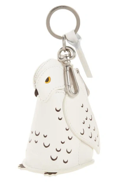 Mulberry Owl Key Ring Charm In White